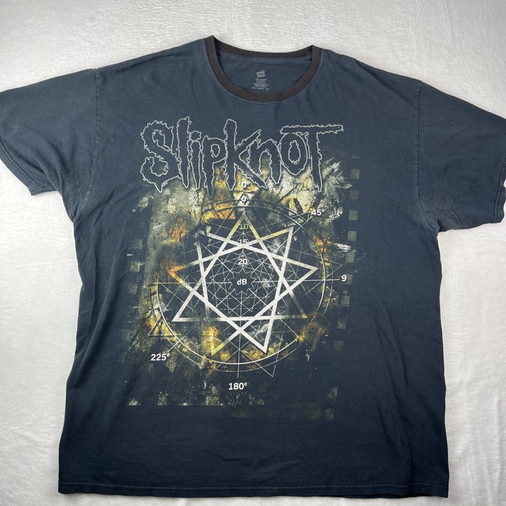 Hanes 2008 Slipknot Nonagram Band T-Shirt Mens 2XL Black Graphic Print Cotton